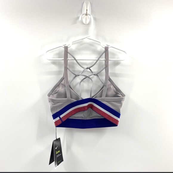 Nike Dry-Fit Indy ‘Grey/Blue/Red’ Training Bra Woman’s Size XSmall - Picture 2 of 2